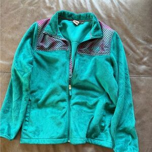 FILA Sport Fleece Jacket Size XL Teal Purple Geometric 90s Y2K Full Zip